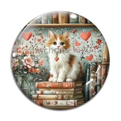 Cabochon Verre - chaton coeur