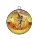 Pendentif Cabochon Argent - squelette halloween 