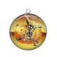 Pendentif Cabochon Argent - squelette halloween 