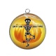 Pendentif Cabochon Argent - squelette halloween 