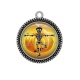 Pendentif Cabochon Argent - squelette halloween 