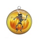 Pendentif Cabochon Argent - squelette halloween 