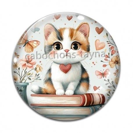Cabochon Verre - chaton livre