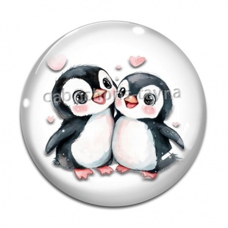 Cabochon Verre - pingouin