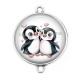 Connecteur Cabochon Argent - pingouin