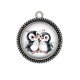 Pendentif Cabochon Argent - pingouin