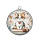 Pendentif Cabochon Argent - chaton livre