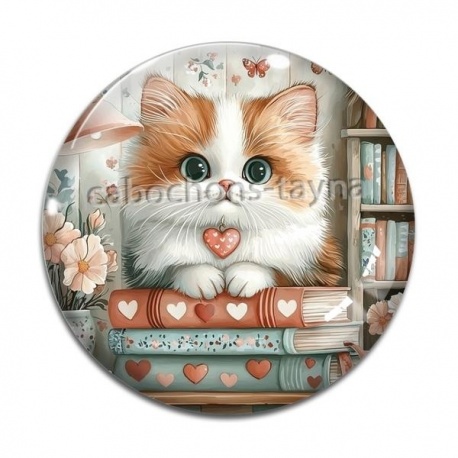 Cabochon Verre - chaton livre