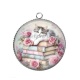 Pendentif Cabochon Argent - chat livre