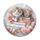 Cabochon Verre - chat livre
