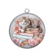 Pendentif Cabochon Argent - chat livre