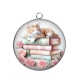Pendentif Cabochon Argent - chat livre