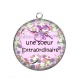 Pendentif Cabochon Argent - une soeur extraordinaire