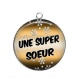 Pendentif Cabochon Argent - une super soeur