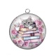 Pendentif Cabochon Argent - chat livre