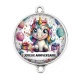Connecteur Cabochon Argent - joyeux anniversaire