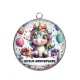Pendentif Cabochon Argent - joyeux anniversaire