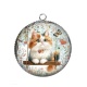Pendentif Cabochon Argent - chat balançoire coeur