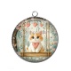 Pendentif Cabochon Argent - chat balançoire coeur