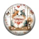 Cabochon Résine - chat balançoire coeur