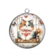 Pendentif Cabochon Argent - chat balançoire coeur