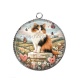 Pendentif Cabochon Argent - chat coeur