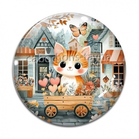 Cabochon Verre - chaton chariot c?ur