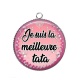 Pendentif Cabochon Argent - je suis la meilleure tatie