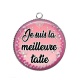 Pendentif Cabochon Argent - je suis la meilleure tatie