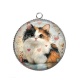 Pendentif Cabochon Argent - chat coeur