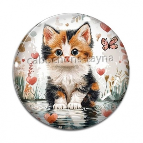 Cabochon Verre - chaton coeur