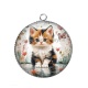 Pendentif Cabochon Argent - chaton coeur