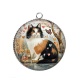 Pendentif Cabochon Argent - chat coeur