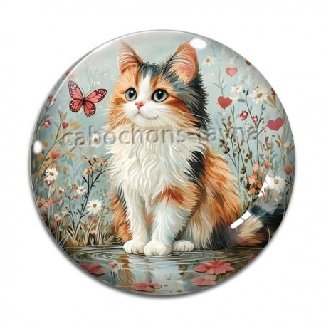Cabochon Verre - chaton coeur