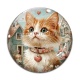 Cabochon Verre - chat coeur