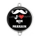 Connecteur Cabochon Argent - je'aime mon parrain