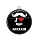 Pendentif Cabochon Argent - je'aime mon parrain