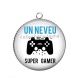 Pendentif Cabochon Argent - un neveu super gamer