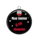 Pendentif Cabochon Argent - mon tonton il est chouette