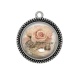 Pendentif Cabochon Argent - la rose et la clé