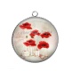 Pendentif Cabochon Argent - coquelicot