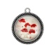 Pendentif Cabochon Argent - coquelicot