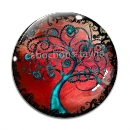Cabochon Verre - arbre de vie