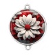 Connecteur Cabochon Argent - fleur blanche