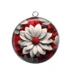 Pendentif Cabochon Argent - fleur blanche