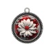 Pendentif Cabochon Argent - fleur blanche