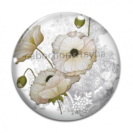 Cabochon Verre - coquelicot