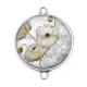Connecteur Cabochon Argent - coquelicot