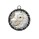 Pendentif Cabochon Argent - coquelicot