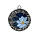 Pendentif Cabochon Argent - fleur bleue